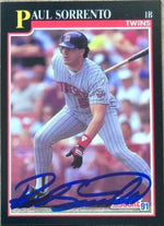 Paul Sorrento Signed 1991 Score Baseball Card - Minnesota Twins