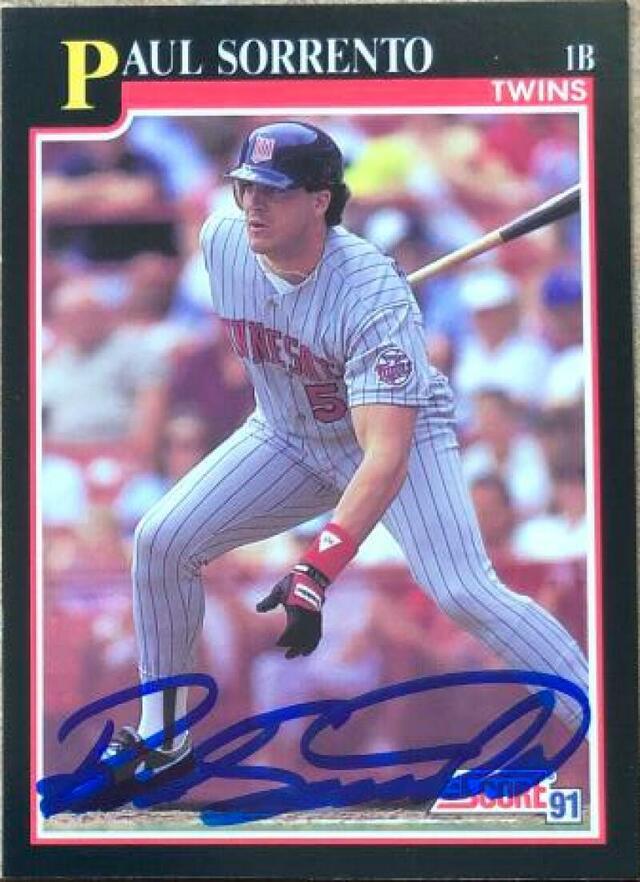 Paul Sorrento Signed 1991 Score Baseball Card - Minnesota Twins - PastPros