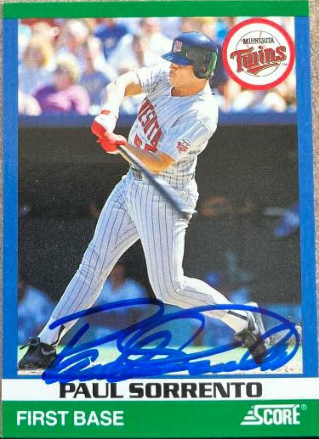 Paul Sorrento Signed 1991 Score Rising Stars Baseball Card - Minnesota Twins - PastPros