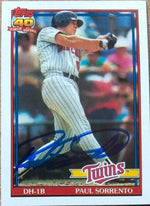 Paul Sorrento Signed 1991 Topps Baseball Card - Minnesota Twins