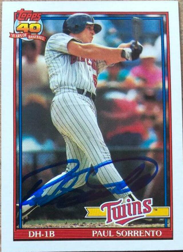 Paul Sorrento Signed 1991 Topps Baseball Card - Minnesota Twins - PastPros