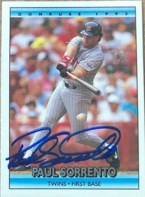 Paul Sorrento Signed 1992 Donruss Baseball Card - Minnesota Twins