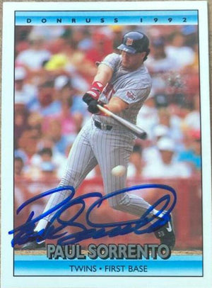 Paul Sorrento Signed 1992 Donruss Baseball Card - Minnesota Twins - PastPros