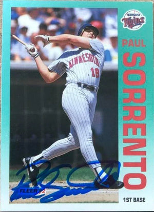 Paul Sorrento Signed 1992 Fleer Baseball Card - Minnesota Twins