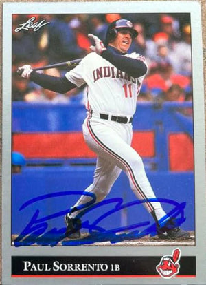 Paul Sorrento Signed 1992 Leaf Baseball Card - Cleveland Indians