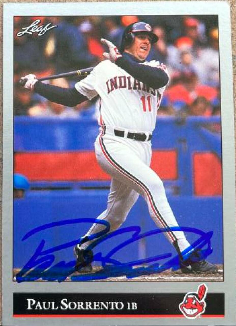 Paul Sorrento Signed 1992 Leaf Baseball Card - Cleveland Indians - PastPros