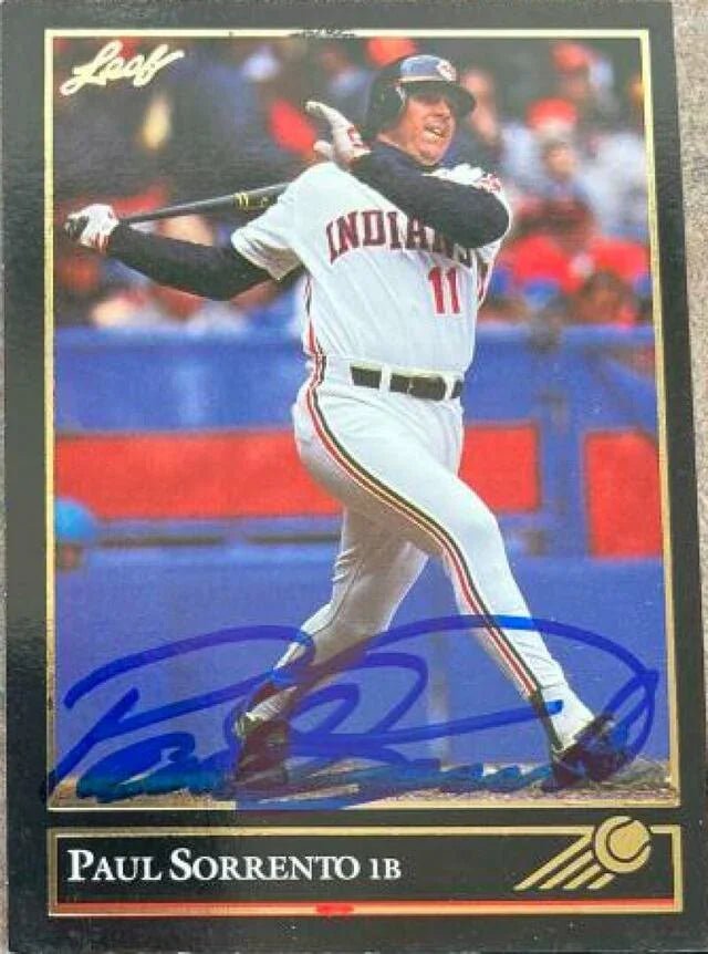Paul Sorrento Signed 1992 Leaf Black Gold Baseball Card - Cleveland Indians