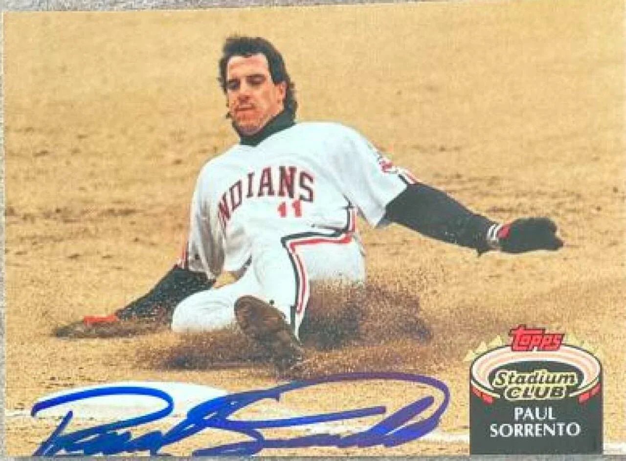 Paul Sorrento Signed 1992 Stadium Club Baseball Card - Cleveland Indians