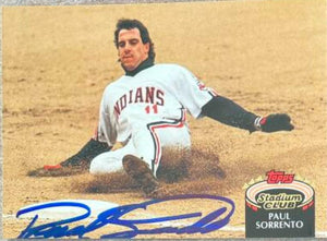 Paul Sorrento Signed 1992 Stadium Club Baseball Card - Cleveland Indians - PastPros