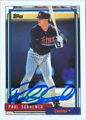 Paul Sorrento Signed 1992 Topps Baseball Card - Minnesota Twins