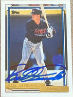 Paul Sorrento Signed 1992 Topps Gold Baseball Card - Minnesota Twins - PastPros