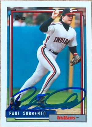 Paul Sorrento Signed 1992 Topps Traded Baseball Card - Cleveland Indians - PastPros