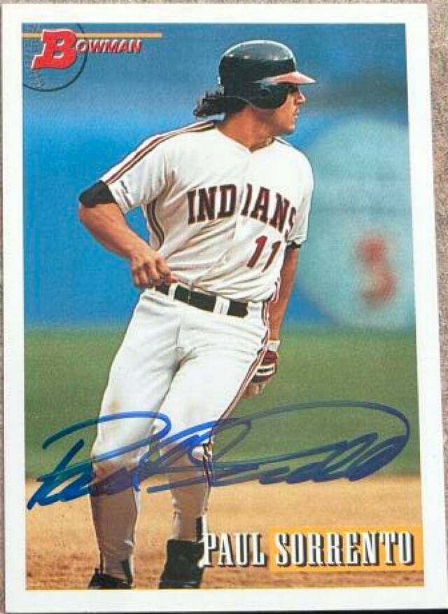Paul Sorrento Signed 1993 Bowman Baseball Card - Cleveland Indians - PastPros