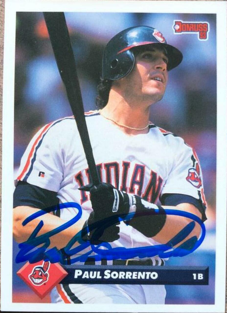 Paul Sorrento Signed 1993 Donruss Baseball Card - Cleveland Indians - PastPros