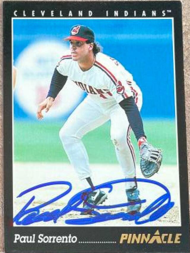 Paul Sorrento Signed 1993 Pinnacle Baseball Card - Cleveland Indians - PastPros