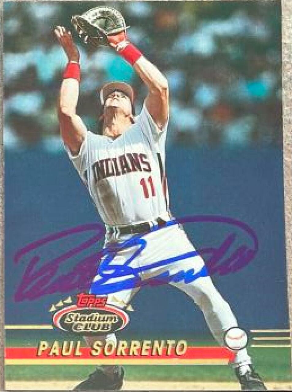 Paul Sorrento Signed 1993 Stadium Club Baseball Card - Cleveland Indians - PastPros