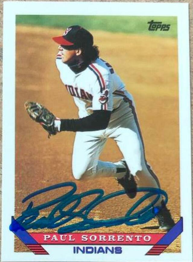 Paul Sorrento Signed 1993 Topps Baseball Card - Cleveland Indians - PastPros