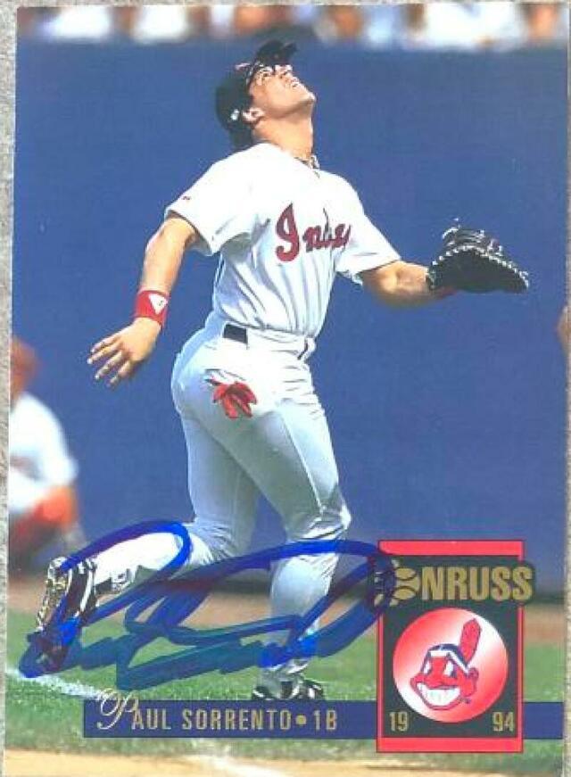 Paul Sorrento Signed 1994 Donruss Baseball Card - Cleveland Indians - PastPros