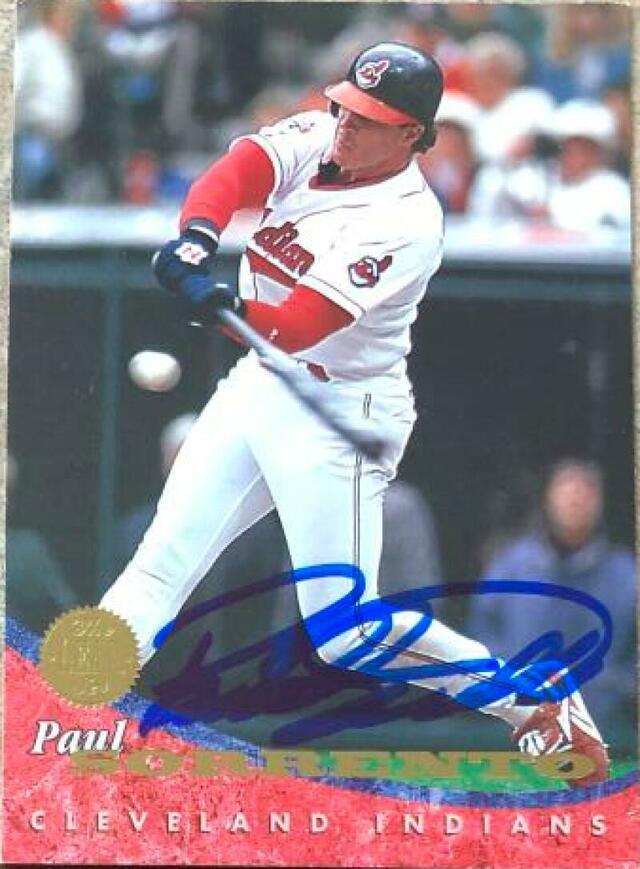 Paul Sorrento Signed 1994 Leaf Baseball Card - Cleveland Indians - PastPros
