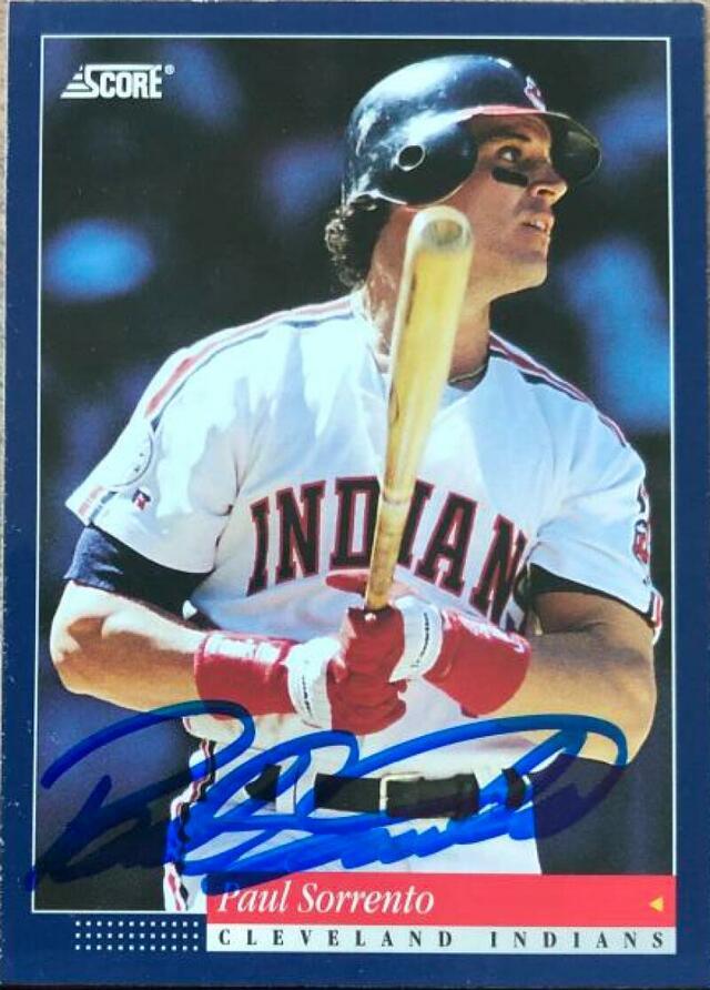 Paul Sorrento Signed 1994 Score Baseball Card - Cleveland Indians - PastPros