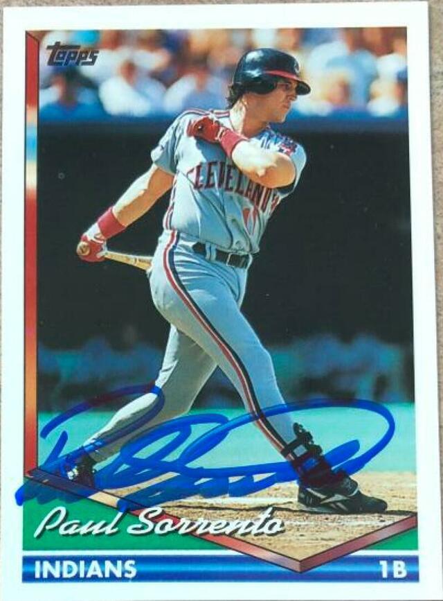 Paul Sorrento Signed 1994 Topps Baseball Card - Cleveland Indians - PastPros