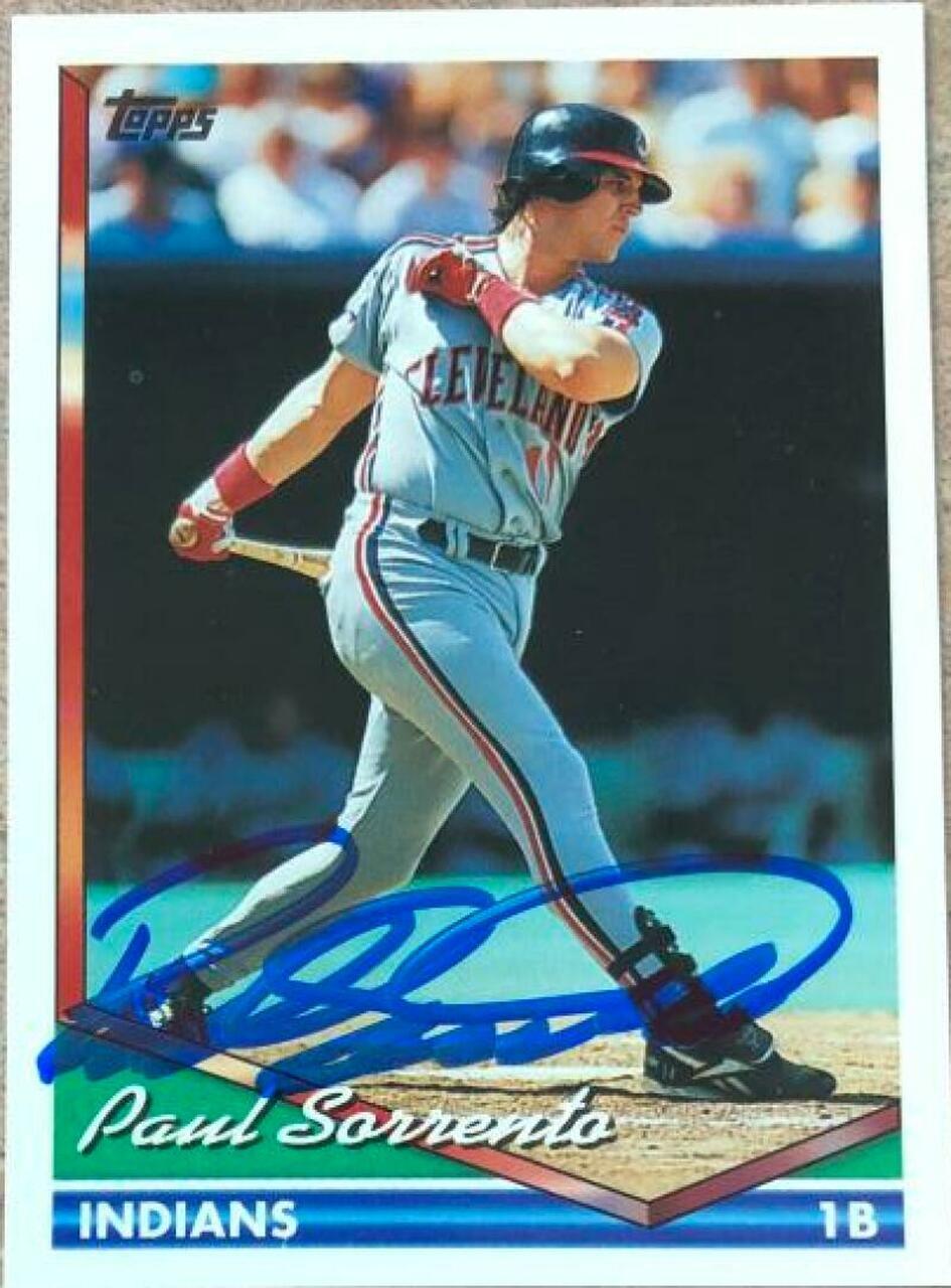 Paul Sorrento Signed 1994 Topps Gold Baseball Card - Cleveland Indians - PastPros