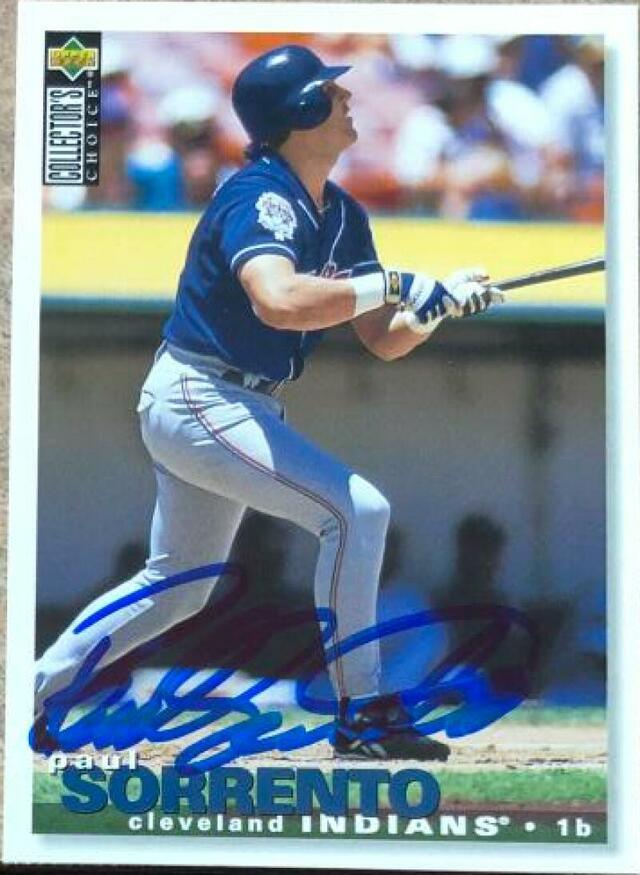 Paul Sorrento Signed 1995 Collector's Choice Baseball Card - Cleveland Indians - PastPros