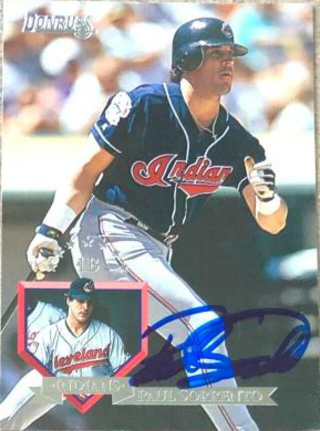 Paul Sorrento Signed 1995 Donruss Baseball Card - Cleveland Indians - PastPros