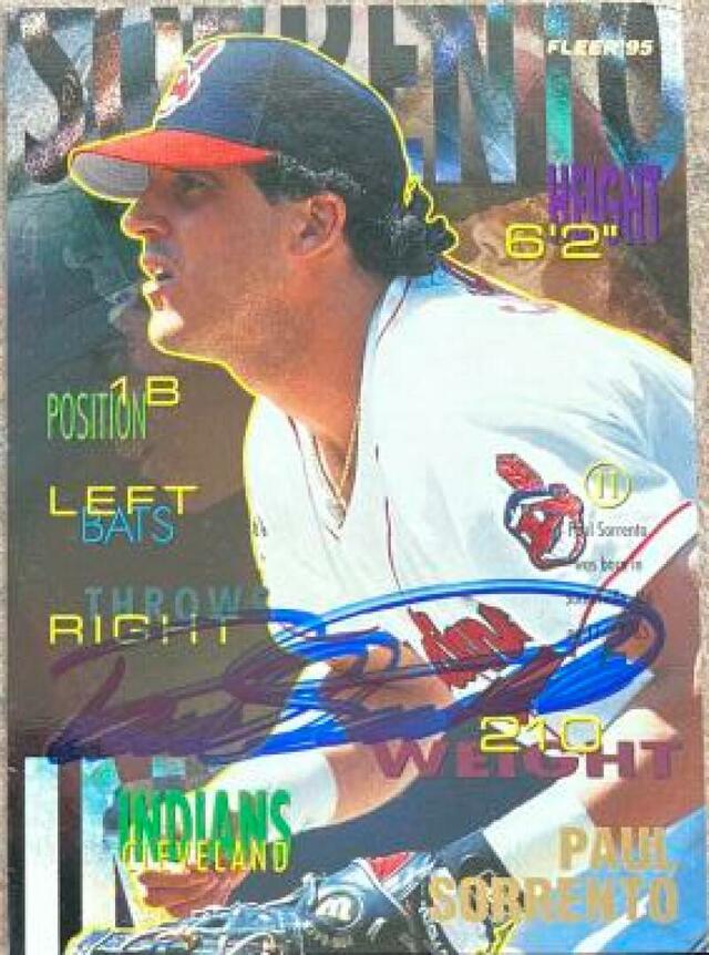 Paul Sorrento Signed 1995 Fleer Baseball Card - Cleveland Indians - PastPros