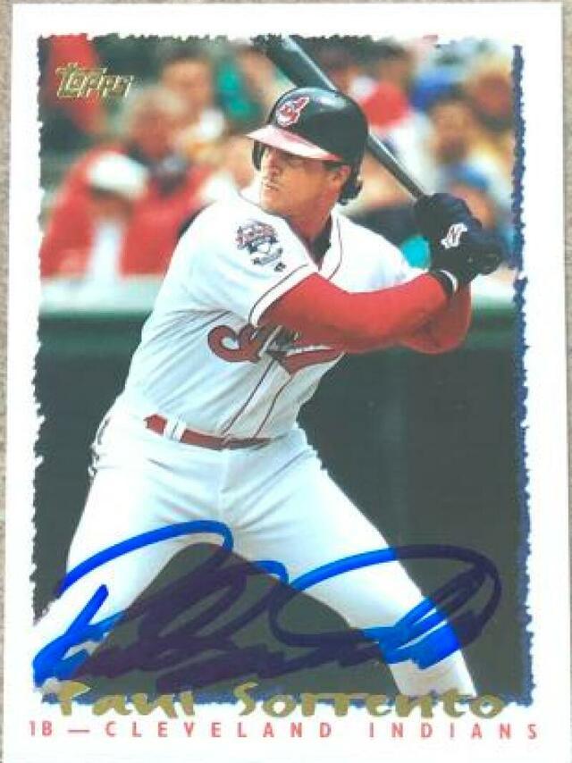 Paul Sorrento Signed 1995 Topps Baseball Card - Cleveland Indians - PastPros