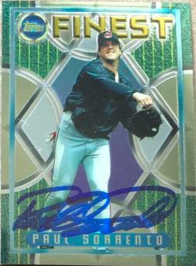 Paul Sorrento Signed 1995 Topps Finest Baseball Card - Cleveland Indians - PastPros