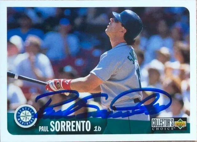 Paul Sorrento Signed 1996 Collector's Choice Baseball Card - Seattle Mariners