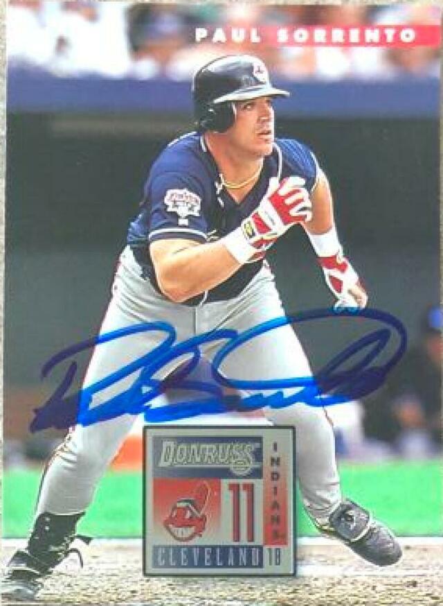 Paul Sorrento Signed 1996 Donruss Baseball Card - Cleveland Indians - PastPros