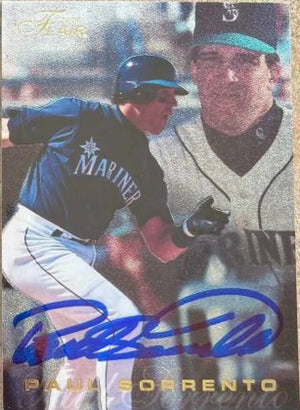 Paul Sorrento Signed 1996 Flair (Gold) Baseball Card - Seattle Mariners