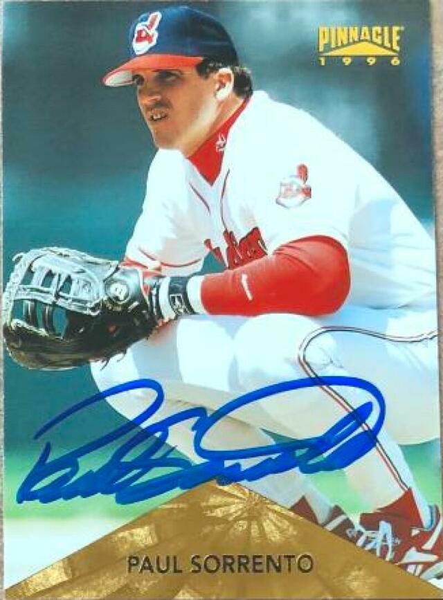 Paul Sorrento Signed 1996 Pinnacle Baseball Card - Cleveland Indians - PastPros