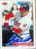 Paul Sorrento Signed 1996 Score Baseball Card - Cleveland Indians - PastPros