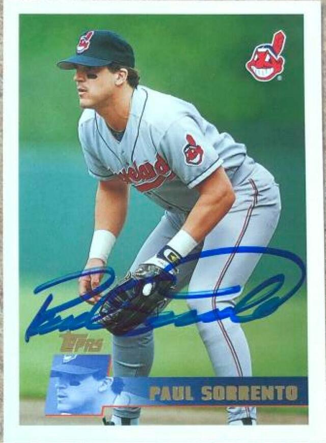 Paul Sorrento Signed 1996 Topps Baseball Card - Cleveland Indians - PastPros