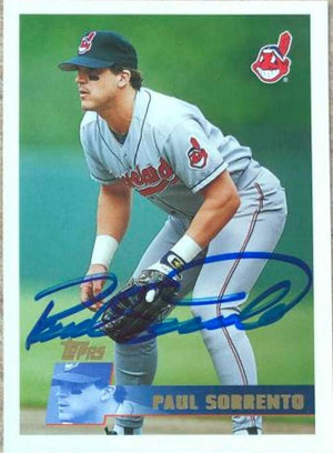 Paul Sorrento Signed 1996 Topps Baseball Card - Cleveland Indians - PastPros