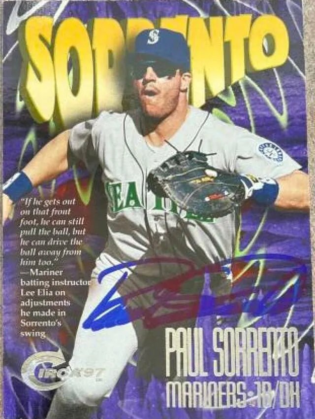 Paul Sorrento Signed 1997 Circa Baseball Card - Seattle Mariners