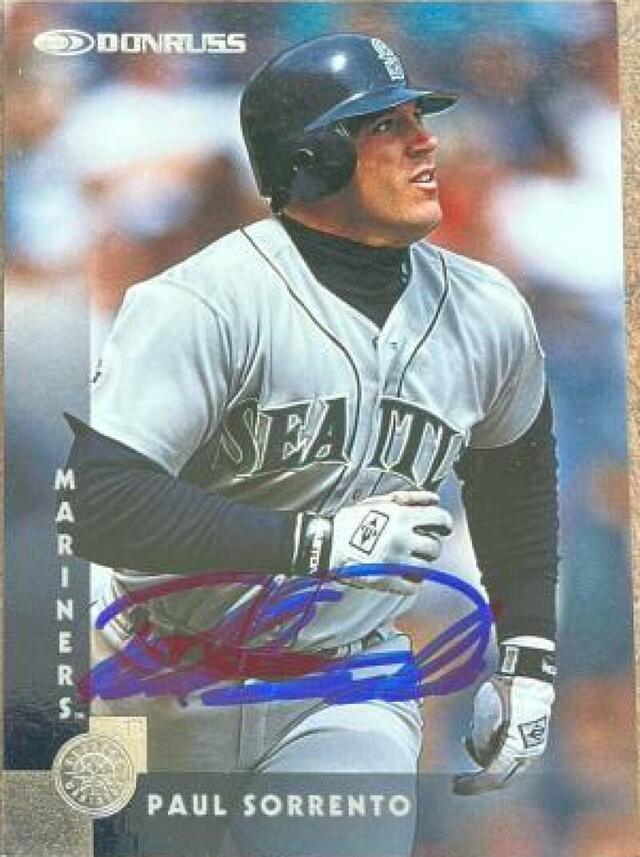 Paul Sorrento Signed 1997 Donruss Baseball Card - Seattle Mariners - PastPros