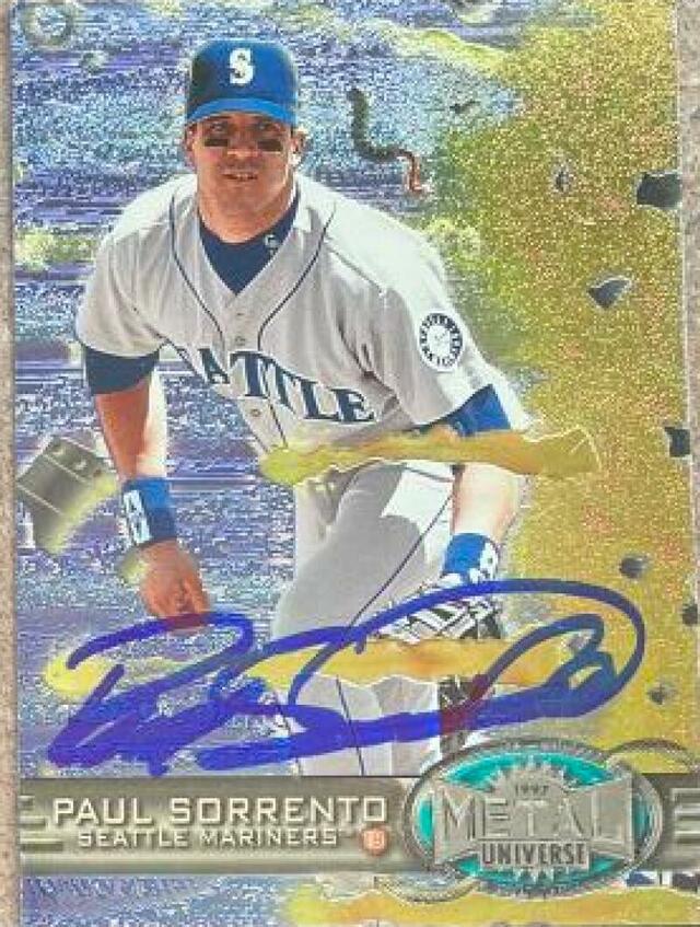 Paul Sorrento Signed 1997 Metal Universe Baseball Card - Seattle Mariners - PastPros
