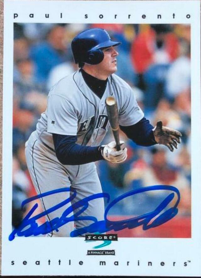 Paul Sorrento Signed 1997 Score Baseball Card - Seattle Mariners - PastPros