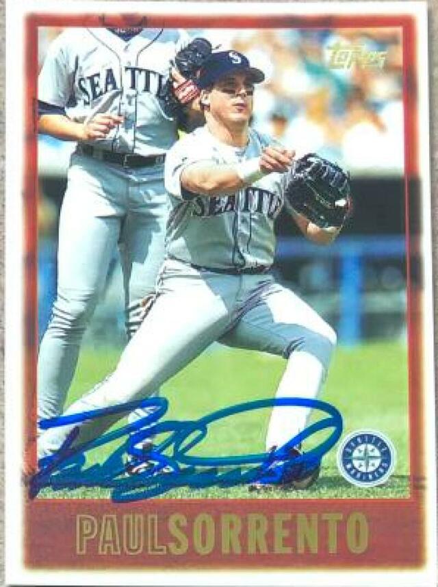 Paul Sorrento Signed 1997 Topps Baseball Card - Seattle Mariners - PastPros