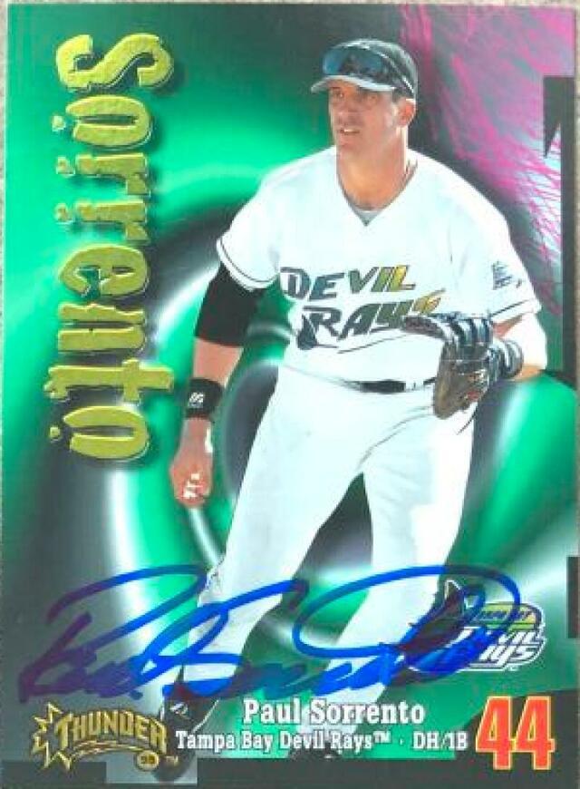 Paul Sorrento Signed 1998 Circa Thunder Baseball Card - Tampa Bay Devil Rays - PastPros