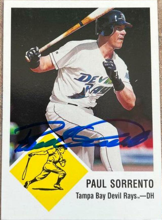 Paul Sorrento Signed 1998 Fleer Tradition Vintage Baseball Card - Tampa Bay Devil Rays - PastPros