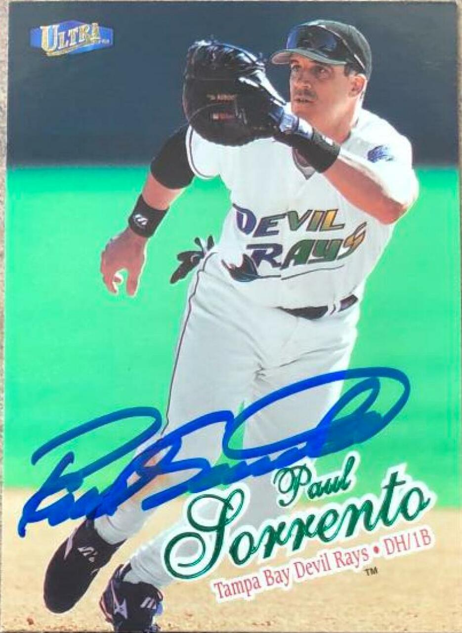 Paul Sorrento Signed 1998 Fleer Ultra Baseball Card - Tampa Bay Devil Rays - PastPros