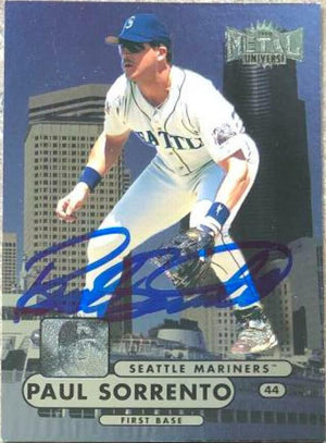 Paul Sorrento Signed 1998 Metal Universe Baseball Card - Seattle Mariners - PastPros