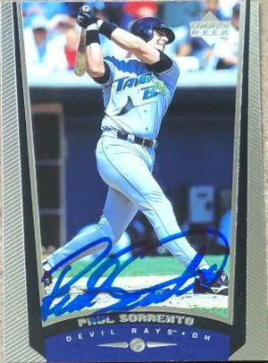 Paul Sorrento Signed 1999 Upper Deck Baseball Card - Tampa Bay Devil Rays - PastPros