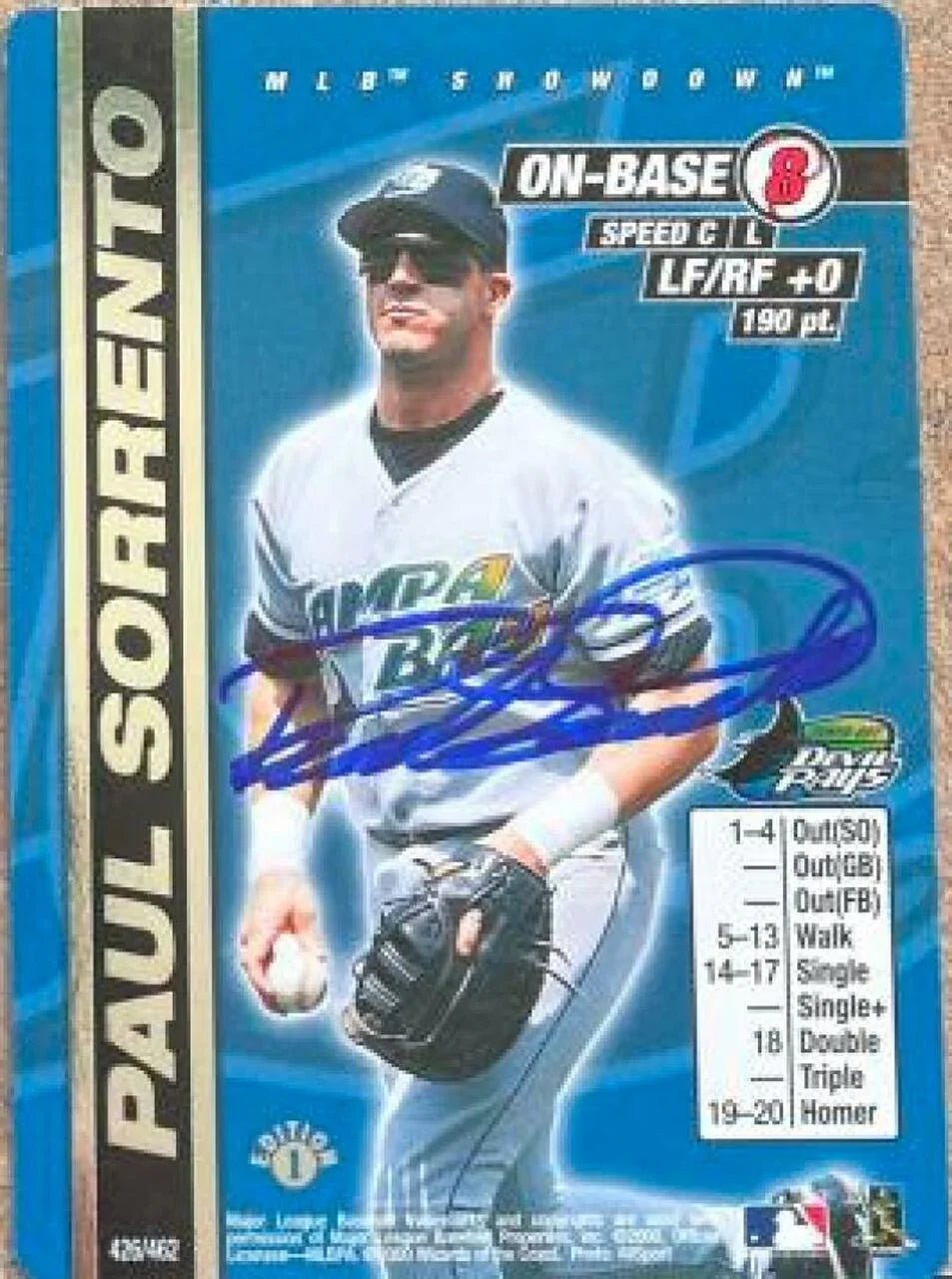 Paul Sorrento Signed 2000 MLB Showdown 1st Edition Baseball Card - Tampa Bay Devil Rays