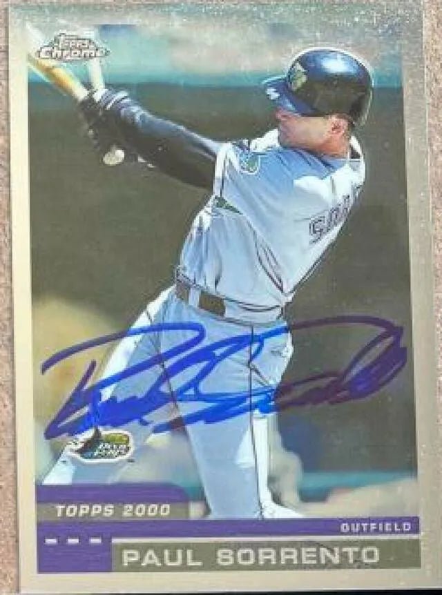 Paul Sorrento Signed 2000 Topps Chrome Baseball Card - Tampa Bay Devil Rays